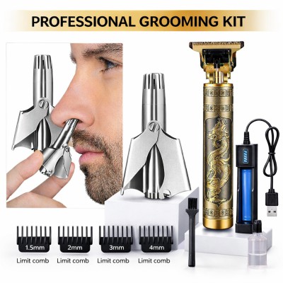 Professional Dragon Design Hair Trimmer & Manual Nose Trimmer Combo Set