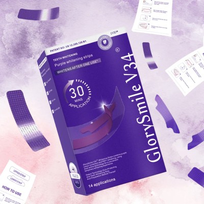 GlorySmile V34 Purple Teeth Whitening Stripsমাত্র ৩০ মিনিটে দাঁত সাদা করার ট্রিটমেন্ট (১৪ অ্যাপ্লিকেশন)